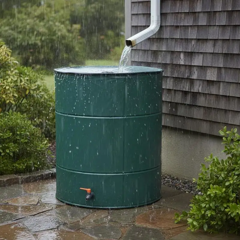 Récipient pliable portable pour eau de pluie de 53 gallons, en tissu PVC anti-moisissure avec robinet et filtre, cuve à eau pliable pour jardin extérieur