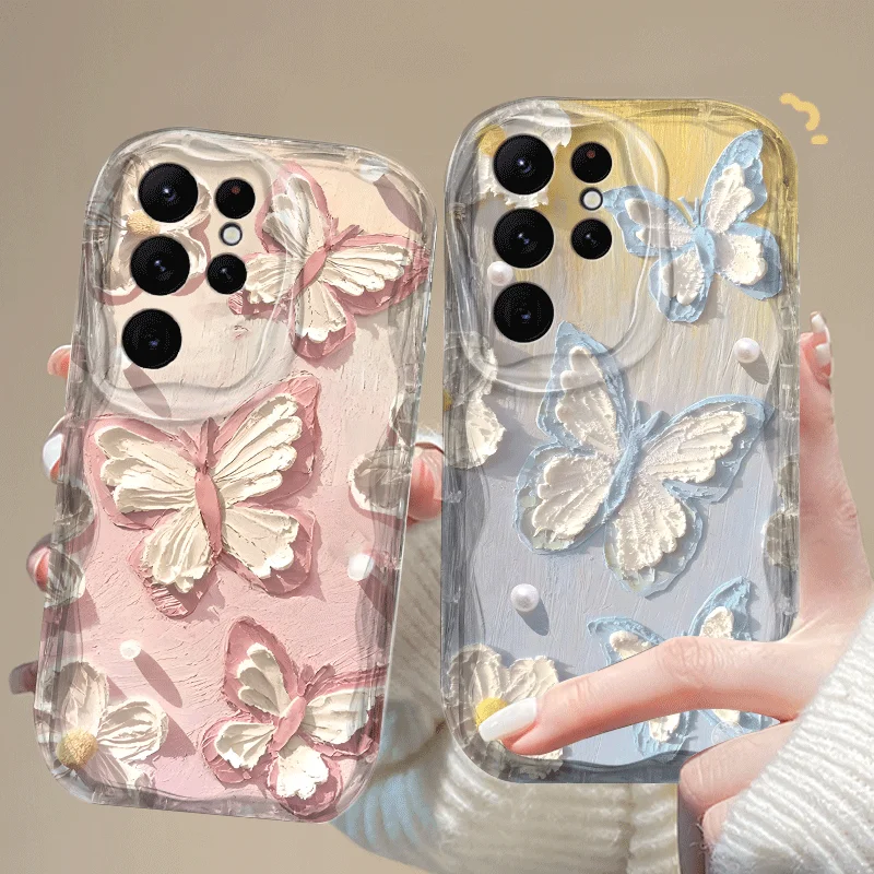Flexible TPU Case For Samsung Galaxy S26 Ultra S26+ Plus Shockproof Protective Cover Butterfly Pattern Fundas