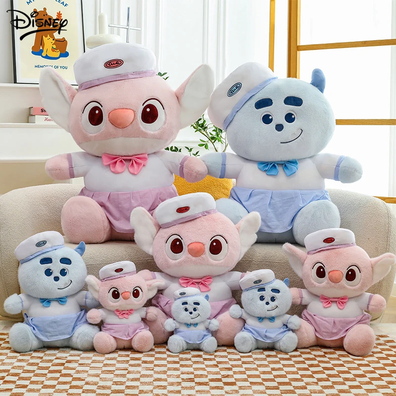 2025 New Disney Cartoon Pink Stitch Doll Cartoon Beret Stitch Doll Blue Hairy Monster Doll Plush Big Pillow Birthday Gift