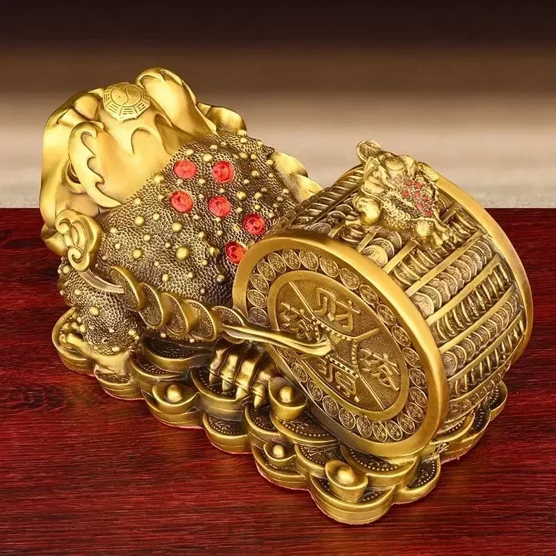 Copper Lucky Golden Toad Ornament Pulling Wealth Three-legged Toad Home Living Room Office Decor