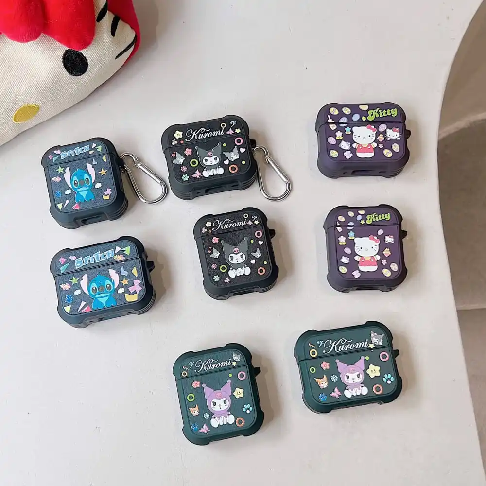 Cute Cartoon Anime Role Stitch Kuromi Earphone Case for Air Pods 1 2 3 Pro 2rd Hot Sale Soft Drop-resistant Protective Cover