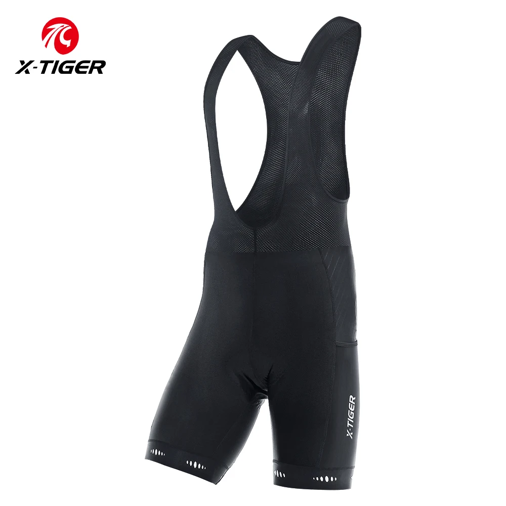 X-TIGER Herren-Radsport-Trägerhose mit Gesäßtasche, 5D-Gel-gepolsterte Fahrradshorts für Herren, Mountainbike, Rennrad, Reiten, halbe Hose, Strumpfhosen