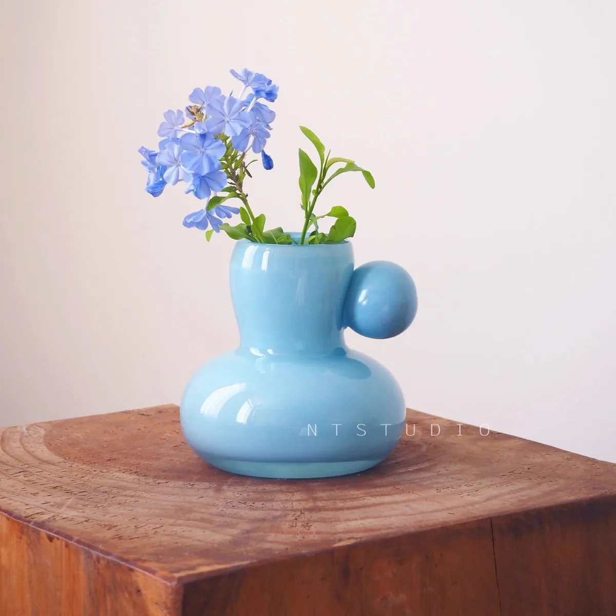 DSA simple blue small vase home decoration glazed flower ware desktop decoration ornament