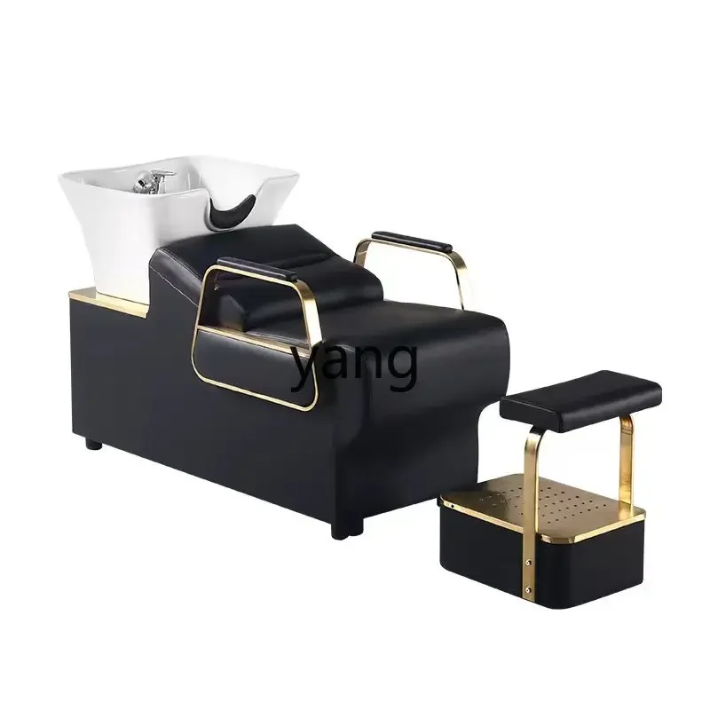 LMMbarber shop shampoo bed simple half-lying flush beauty ceramic basin shampoo bed