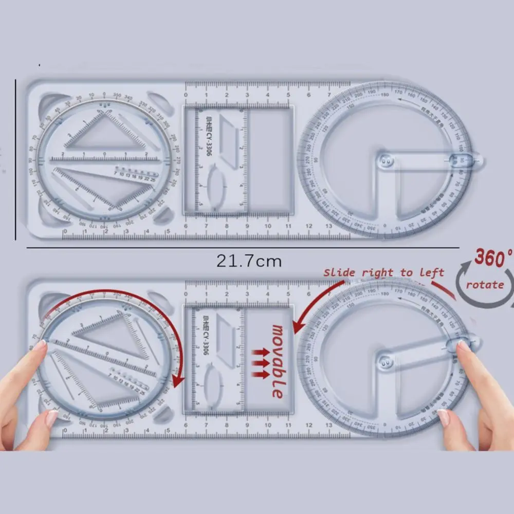 Wielofunkcyjny prezent Kreatywne artykuły papiernicze Szkolne artykuły biurowe Narzędzie pomiarowe do nauki Linijka Geometryczny kątomierz do rysowania