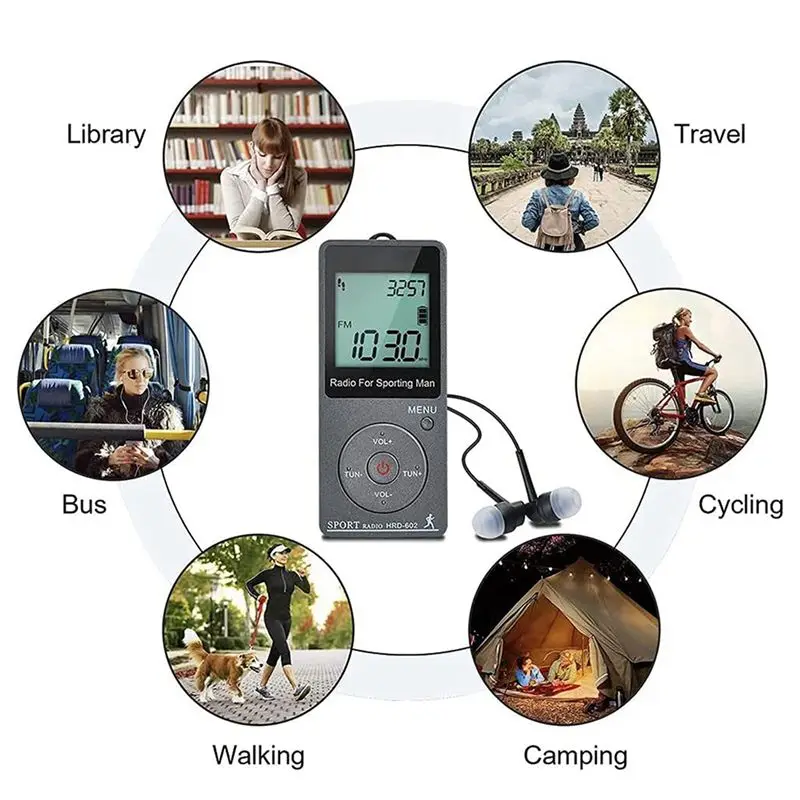 Classic-2X AM FM Portable Radio Personal Radio With Headphones Radio With Rechargeable Battery Digital Display Radio