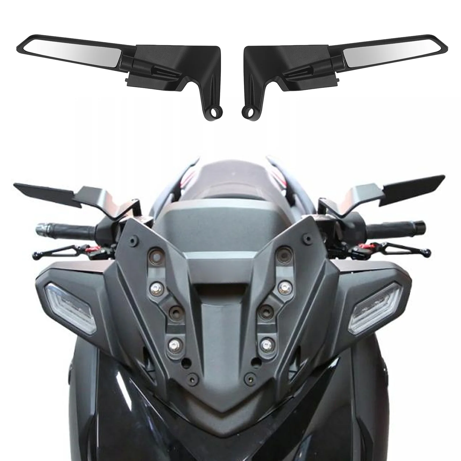 

Motorcycle Mirror Handlebar End Wind Wing Secure Attachment Motorcycle Rearview Mirror Wing Rotatable for M8 M10 Mirror Mounts