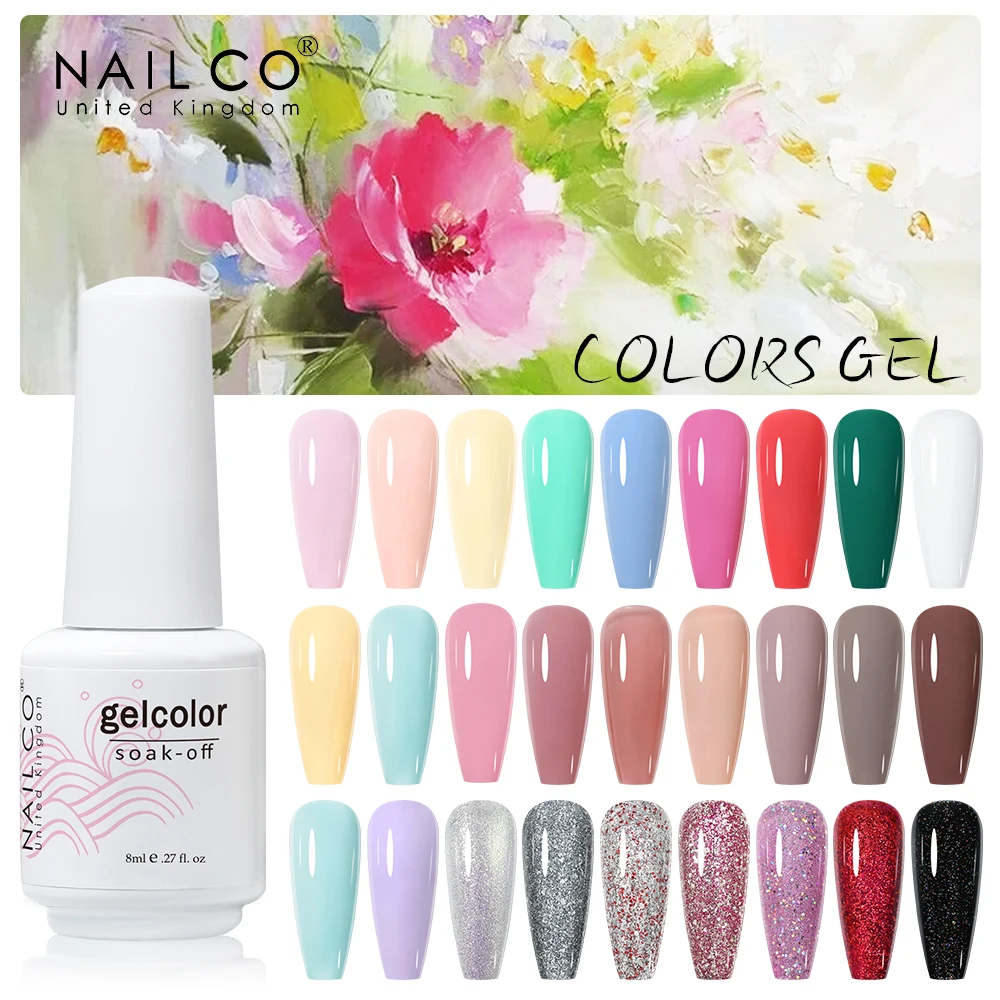 NailCo Hema Free 네일 젤 광택제, 여름 마카롱, 프랑스 화려한 컬러 컬렉션, 반영구 네일 매니큐어 베이스 탑 코트, 8ml