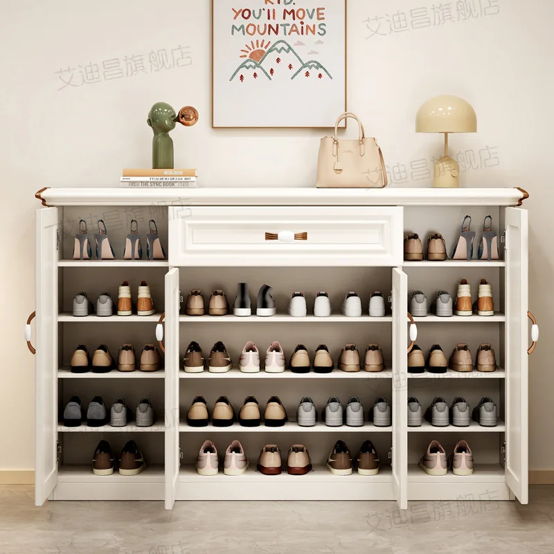 Cream white all-aluminum alloy shoe cabinet Home entrance Villa outdoor sun protection Large capacity locker Glove cabinet stora