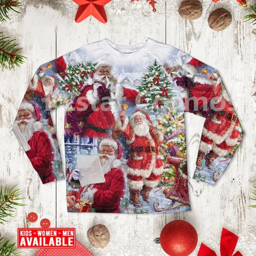 Christmas Santa Claus Is Coming To Town - Pajamas Long Sleeve 3D All Over Printed Family Pajamas Cosplay Clothes