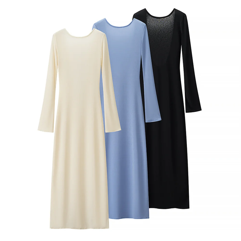 

UNIZERA women's sexy backless round neck long sleeved dress adorned with spring and summer new casual women's clothing
