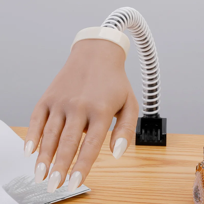 Adjustable Silicone Nail Arm Hand Simulation Model Fixed Bracket for Manicure Practice Durable Leather for Finger