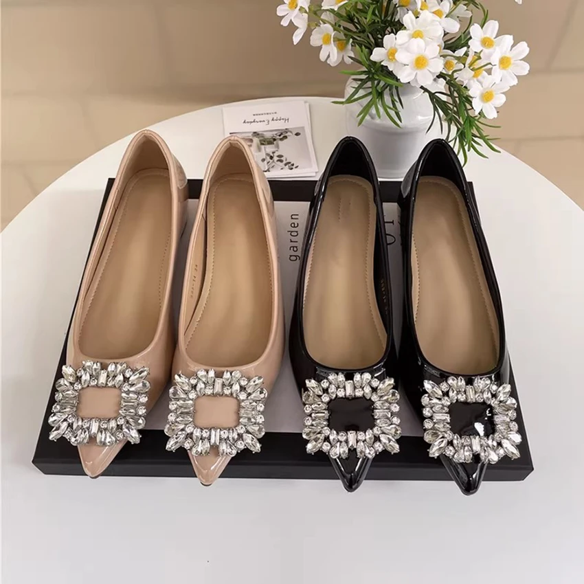 Versatile New Niche Spring and Autumn Retro Rhinestone Temperament Women's Inner Heightening Single Shoes