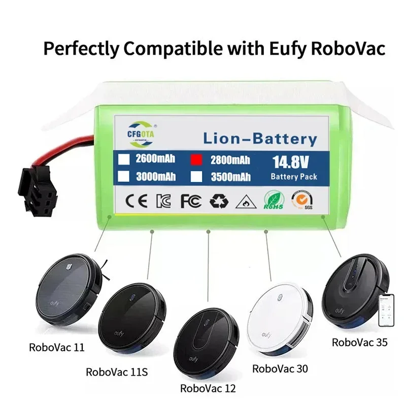 New 14.4V 3500mAh Li-ion Battery for Conga 990 1090 Tesvor X500 Ecovacs Deebot N79 N79S DN622 Eufy RoboVac 11 11S RoboVac 30