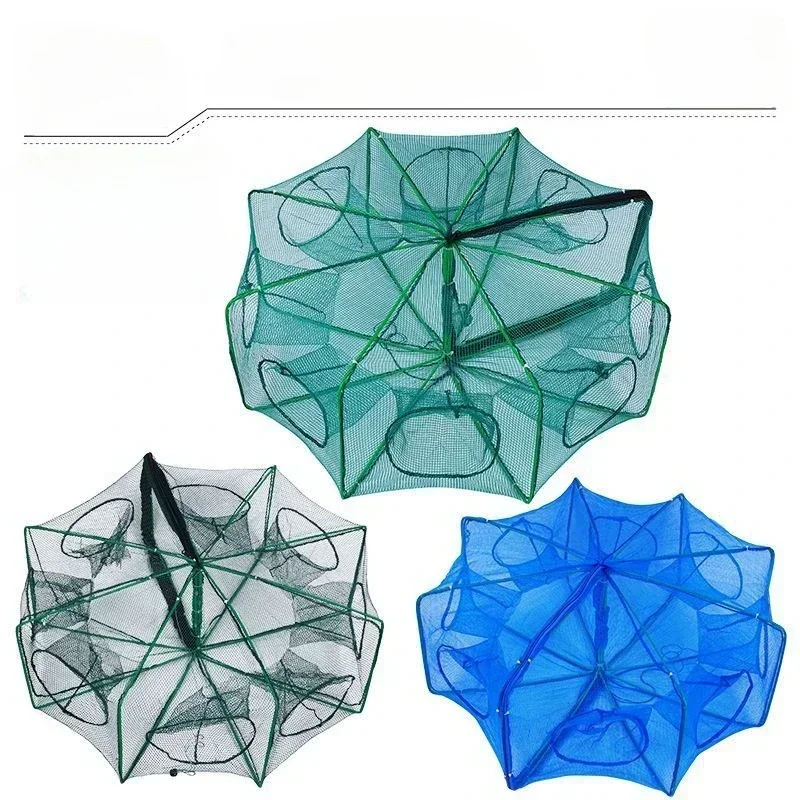 Square Folding Shrimp Cage, Eel Cage, Lobster Net, Lantern Net, Fishing Net, Small Polyester, 6-10 Holes