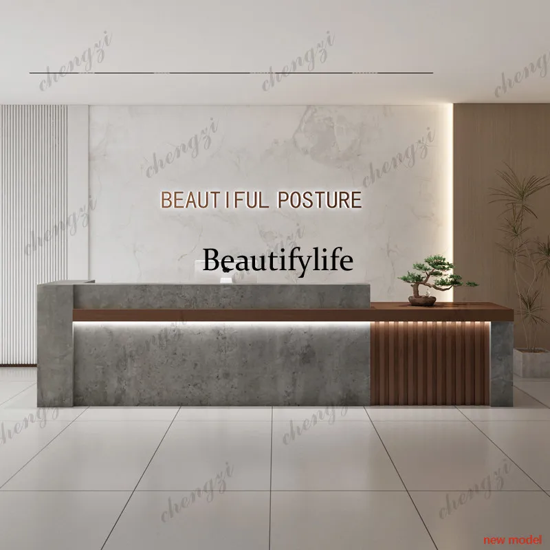 

Light Luxury Elegant Reception Desks Business Service Counter Stands Reception Desks Counter Checkout Bureau Office FurnitureF13