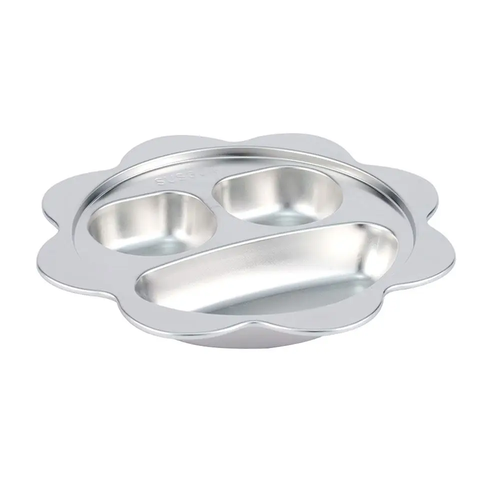 Premium Stainless Steel Divided Plate for Healthy Eating Portion Control Meal Prep Breakfast Dinner Serving Multi Grid Food