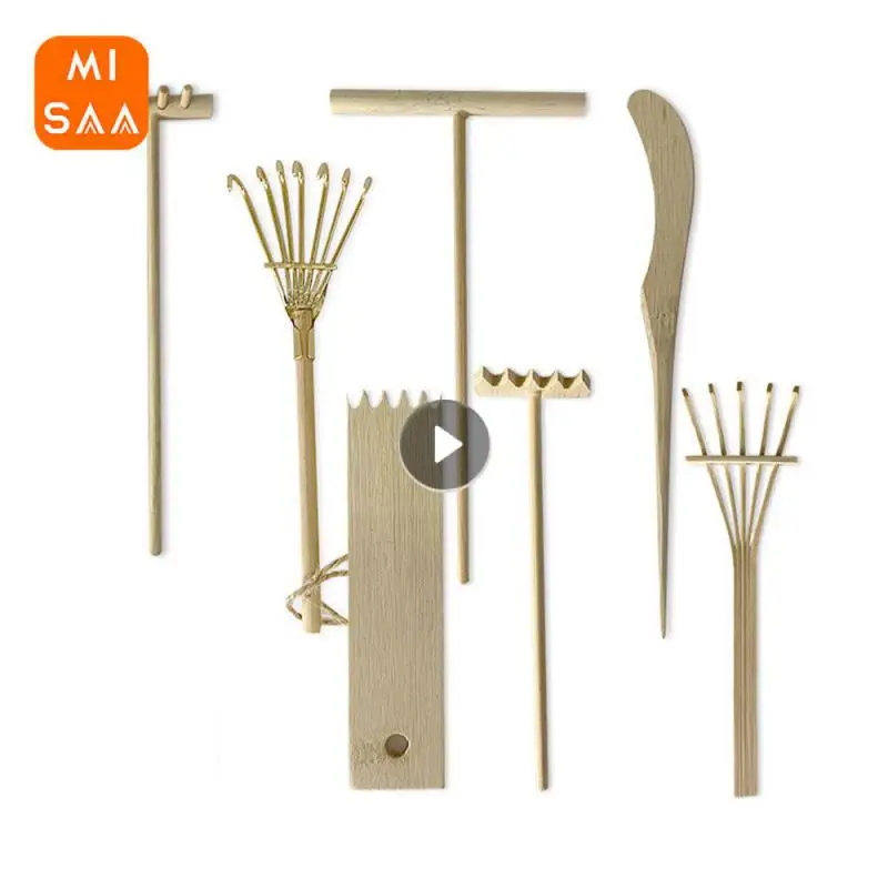 Sand Ornaments Bamboo Mini Eight-tooth Rake Home Decorations Mini Bamboo Rake Decorate Creativity Four-tooth Rake 10g Household