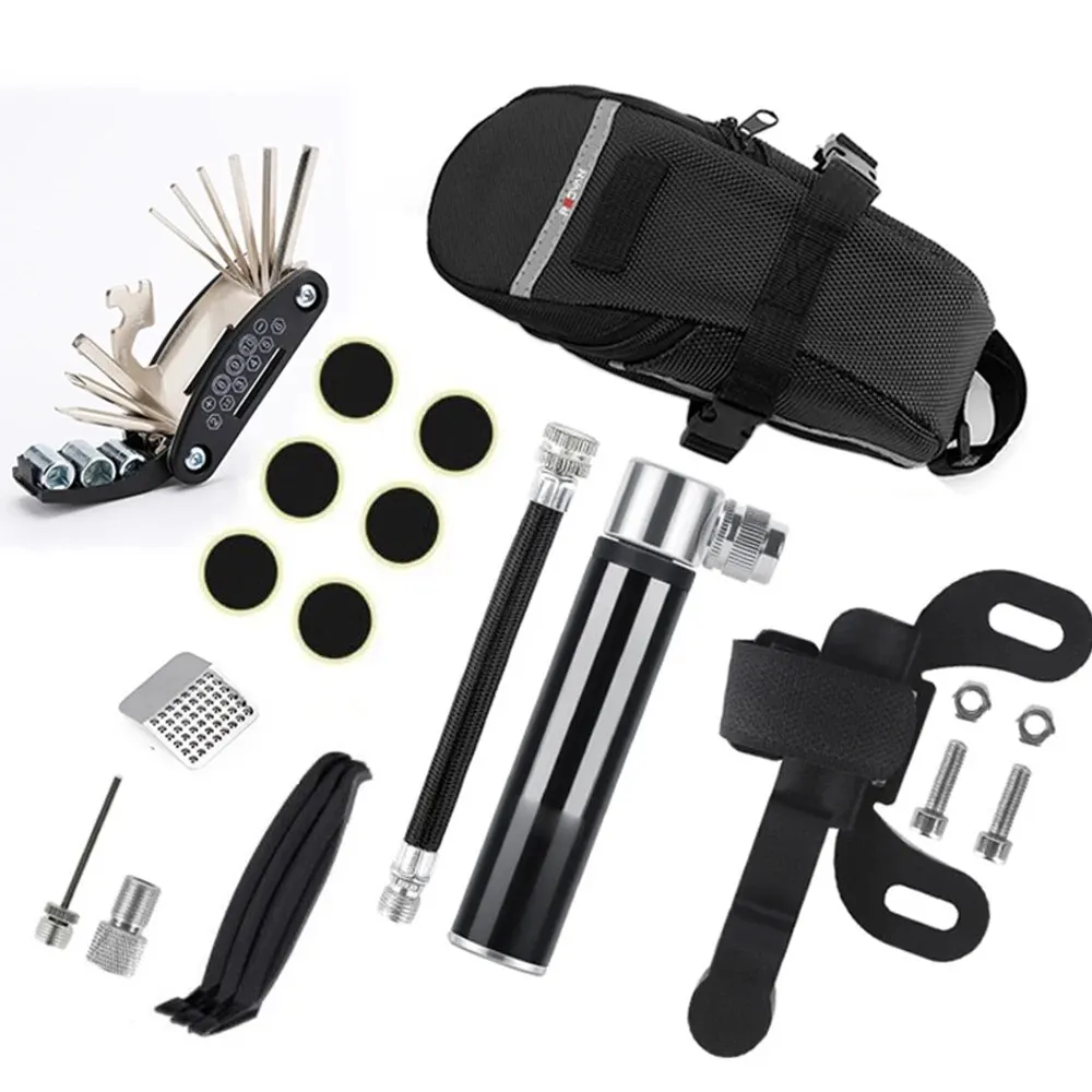 Portable Inflator 16 in 1 Tire Repair Tool Bicycle Repair Kit