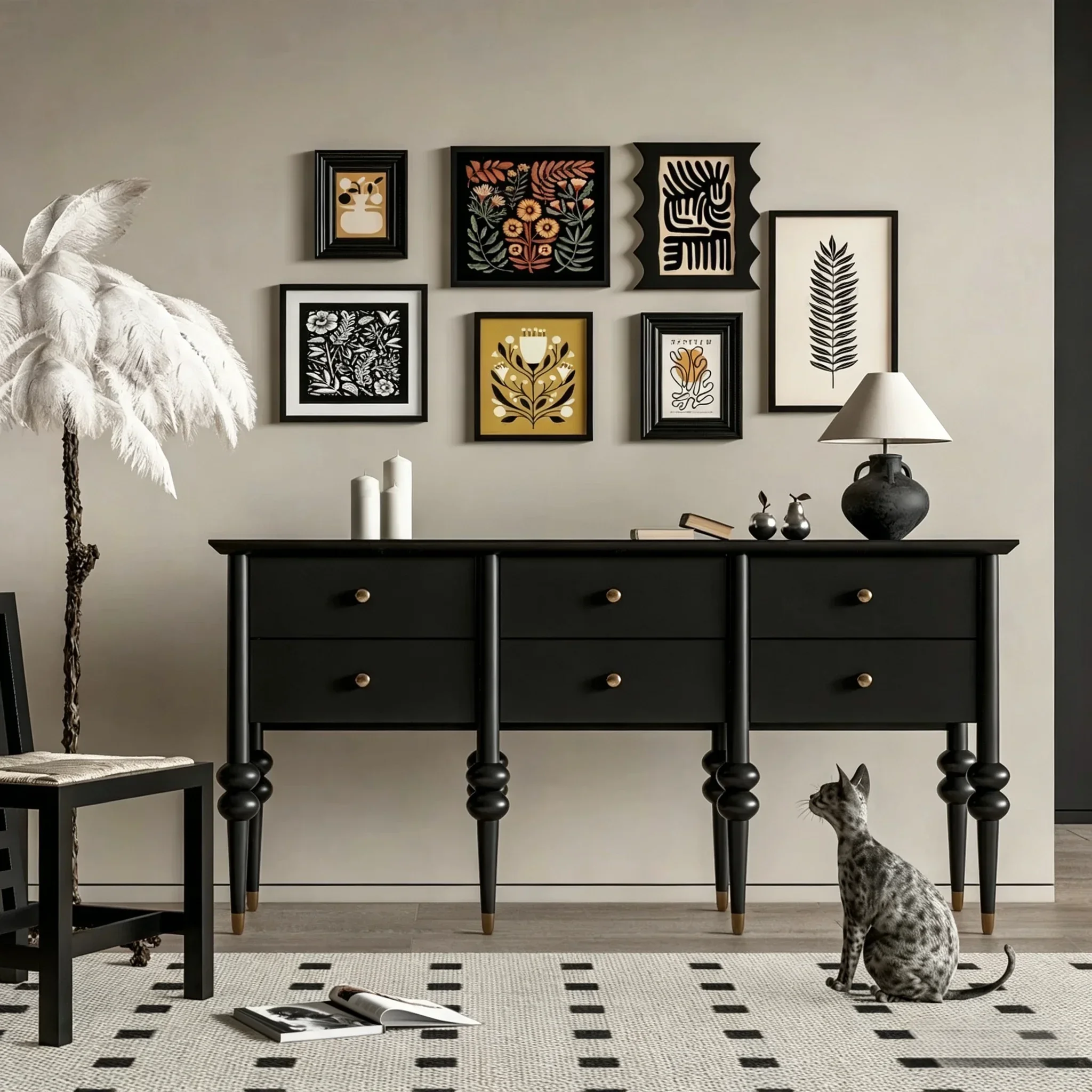 retro solid wood porch cabinet, living room decorative lockerTJ