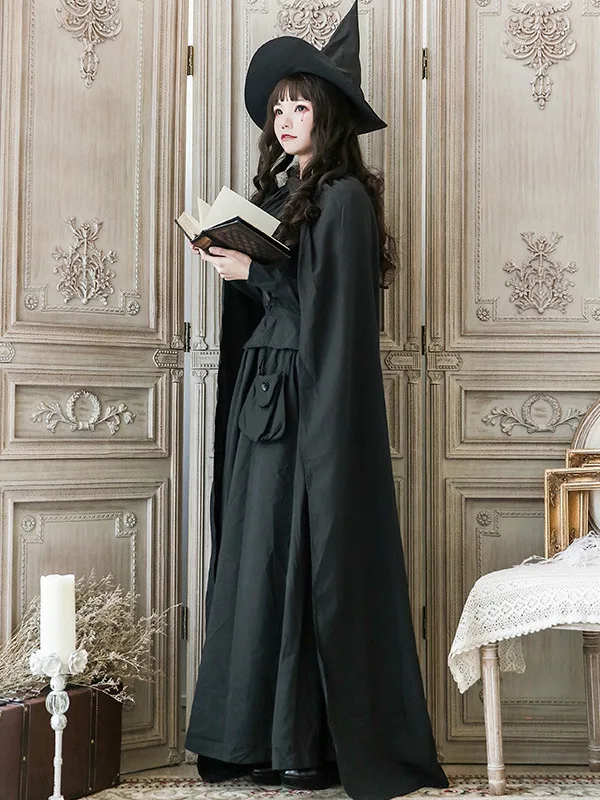 loween  Witch Princ Long Dr Costume Women's Role-play Faionable Cloak oulder-length Hair Accories