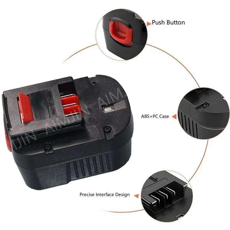 For Black & Decker 12V 4000mah rechargeable tool battery 6000mAh superior A12 a12ex fsb12 fs120b HP12 Li-ion battery