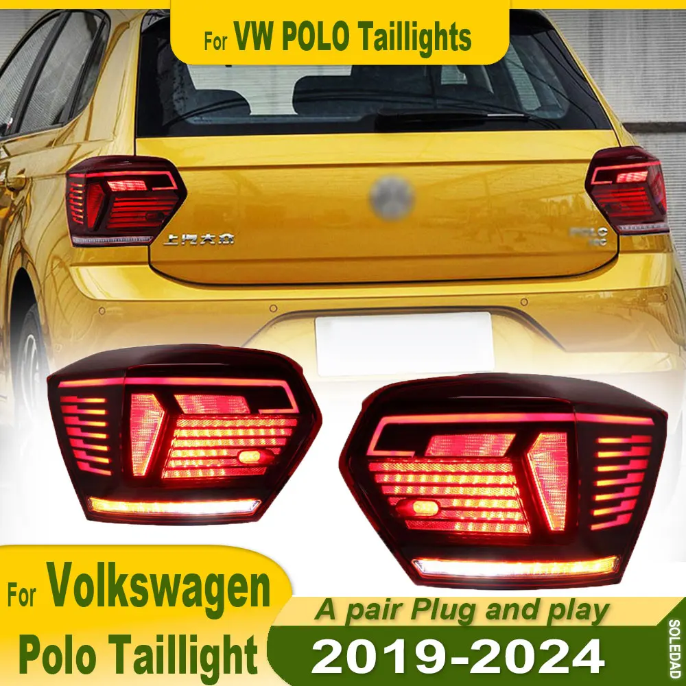 Car Taillight For VW Polo LED Taillight 2019-2024 New Polo Tail Lamp Car Styling DRL Signal Projector Lens Auto Accessories Rear