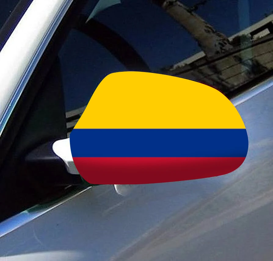 Directly Delivery 2 Pcs Free Size Four-way stretch fabric Colombia Flags Car Mirror Cover