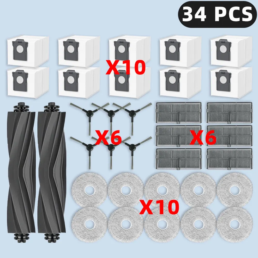 Kompatibel für Dreame Mova E30 Ultra / L10s Ultra Gen 2 / L10s Pro Ultra Heat / X30 Ultra / X30 Pro / L30s Ultra / Trouver E30 Ultra ersatzteile zubehör hauptseite bürste hepa filter mop tuch