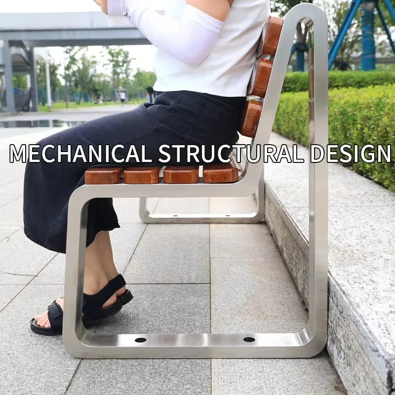 Outdoor Metal Garden Bench Backrest Stainless Steel Garden Seats Park Leisure Public Benches Outdoor Bench