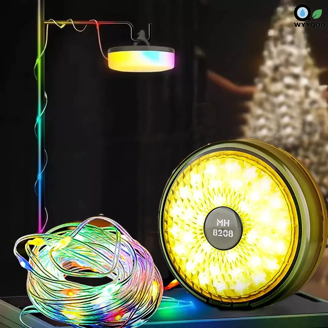 

2 in 1 USB Rechargeable Camping String Light 32.8FT LED Tent Light with Lithium Battery,USB Charging for Christmas,Valentine's