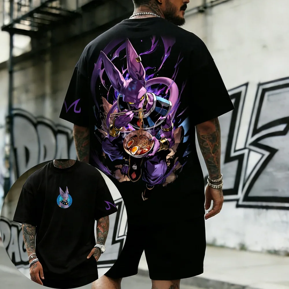 

Oversized Cosplay Costumes Dragon Ball Beerus 2026 Summer New Product Harajuku Anime Printed Y2K Hip Hop Casual Unisex T-shirt