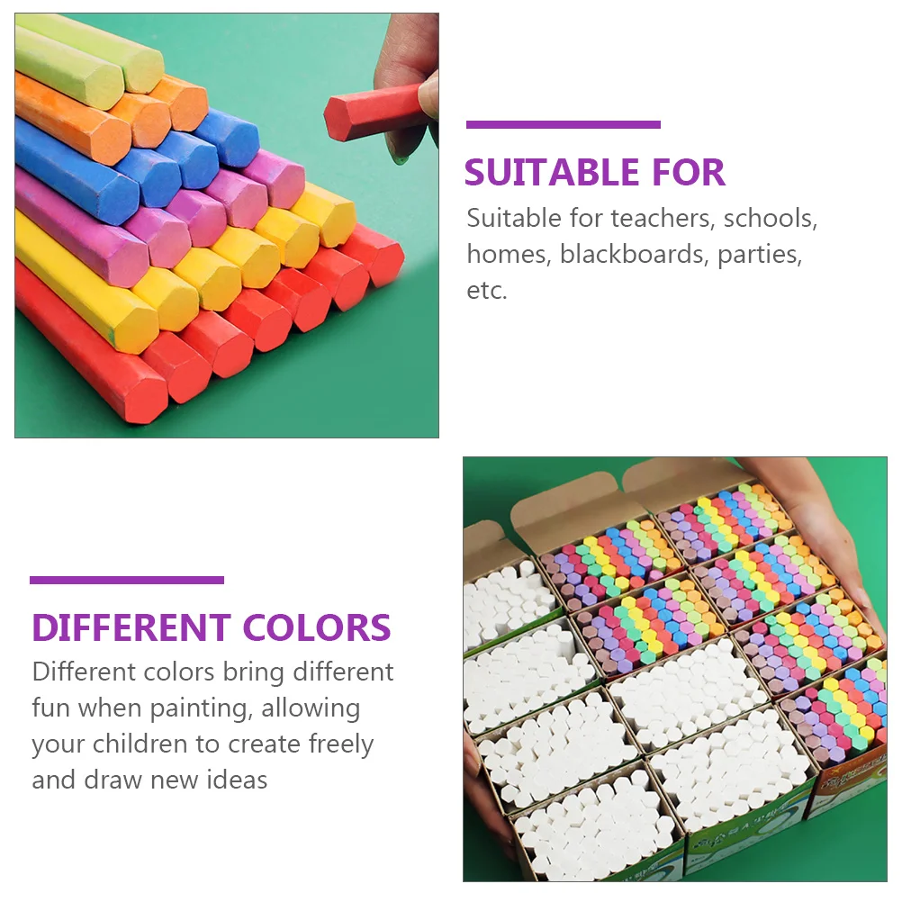 3 Boxes Outdoor Chalk Hex for Kids Dust-free Chalks Blackboard Child Pastel Pencils