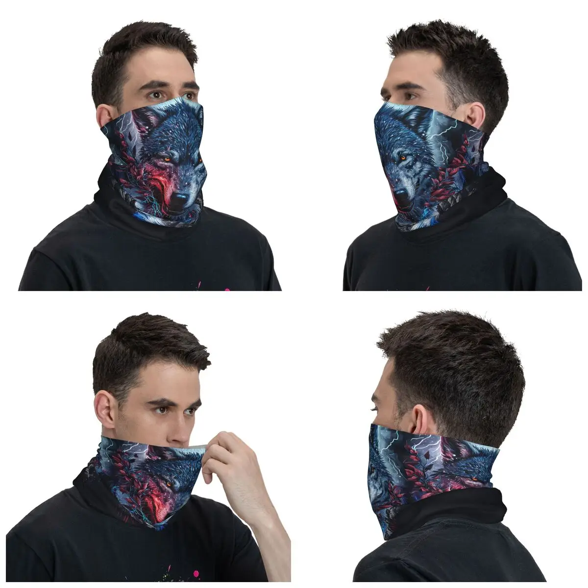 Animal Wolf Bandana Neck Warmer Men Women Winter Ski Hiking Scarf Gaiter Face Cover