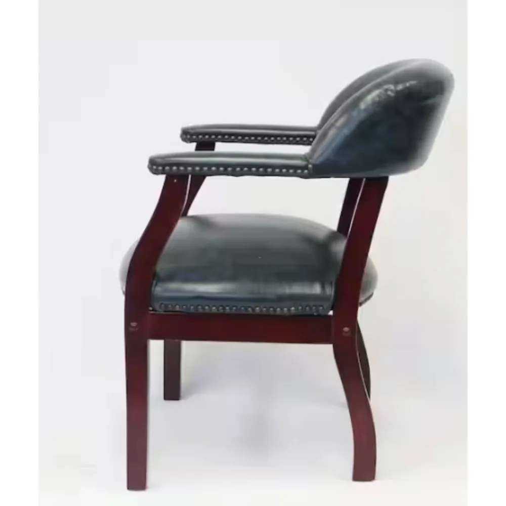 Sedia capitani contemporanea in blu e mogano