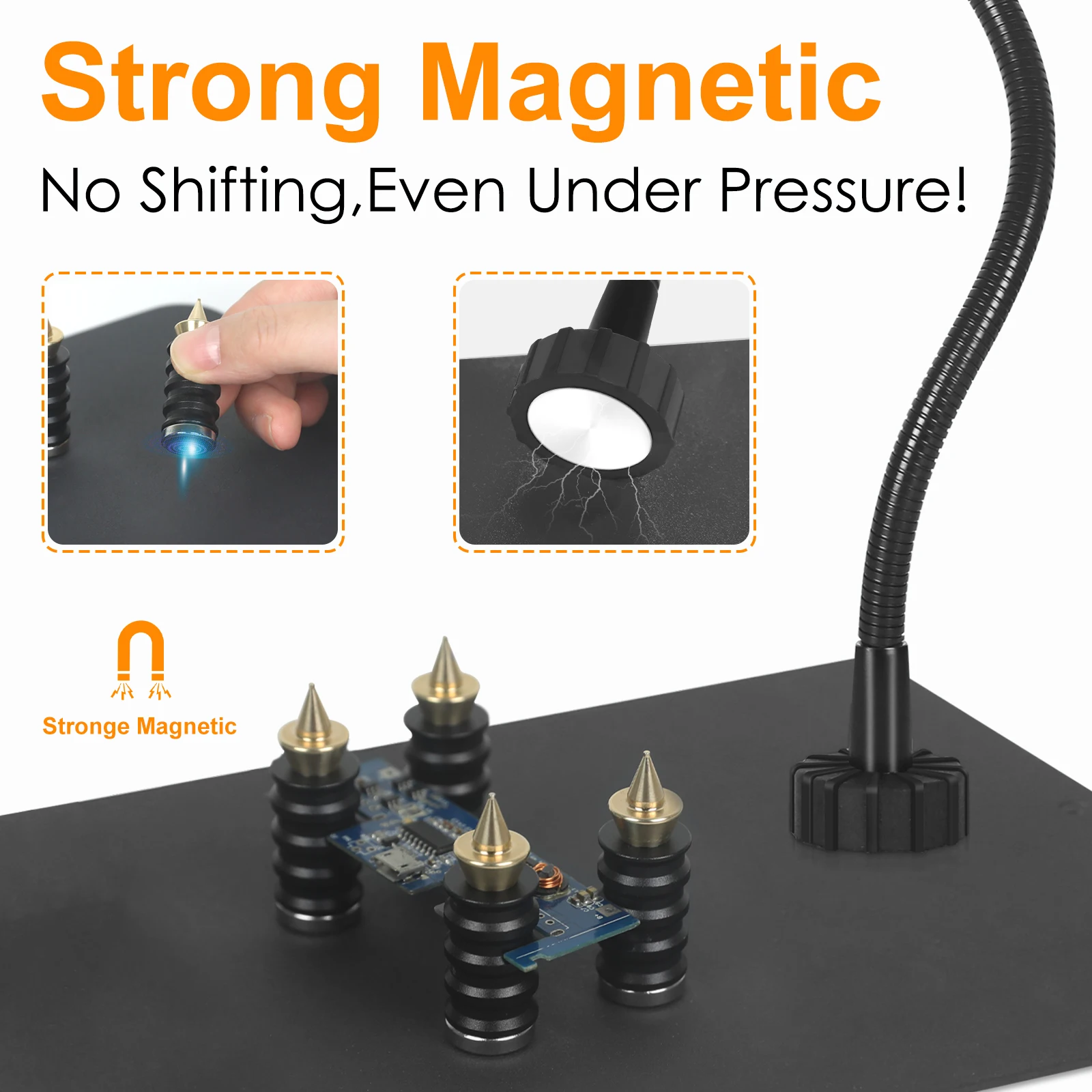 NEWACALOX Stasiun Solder Tangan Bebas Magnetik dengan Alas Perbaikan Anti Selip Lampu Pembesar 5X 4 Penyangga PCB untuk Perbaikan Solder