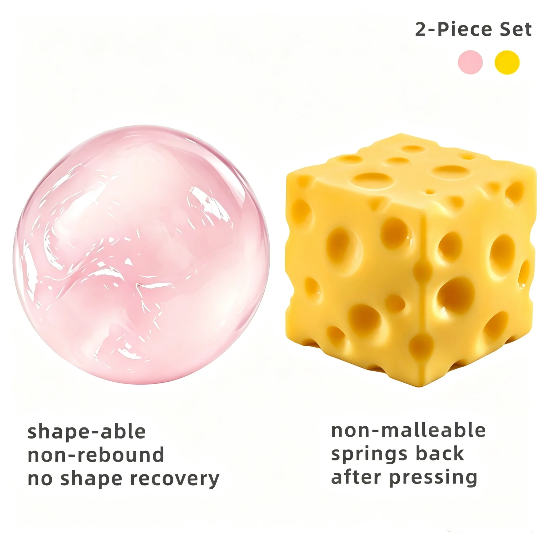 Kokosnussöl-Ball Stressabbau-Spielzeug, Weiches Simulations-Käse-Quetschspielzeug, Tragbares Handspielzeug für Büro und Zuhause – Detail 7