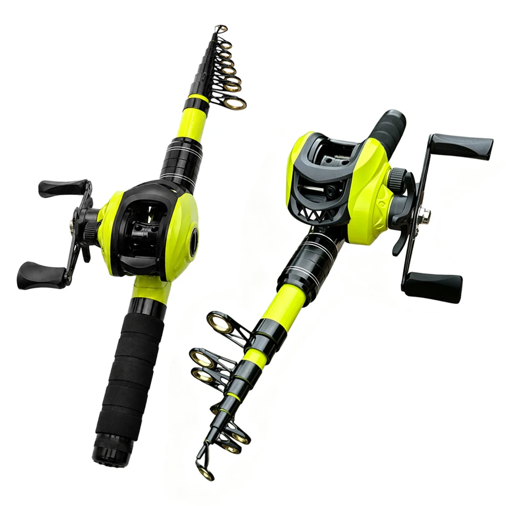 1.6-2.4m Hard Carbon Spinning Fishing Rod and Bait Casting Reel 7.2:1 High Speed Gear Combo Surf Fishing Tackle