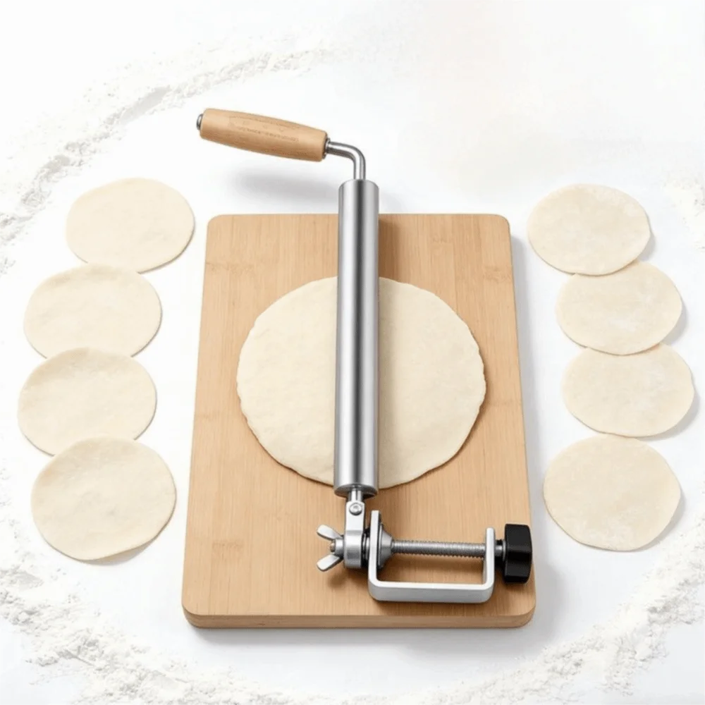 360 Degree Rotating Stainless Steel One-handed Rolling Pin Smooth Surface Labor-saving Dough Roller Non-Stick Comfortable Grip