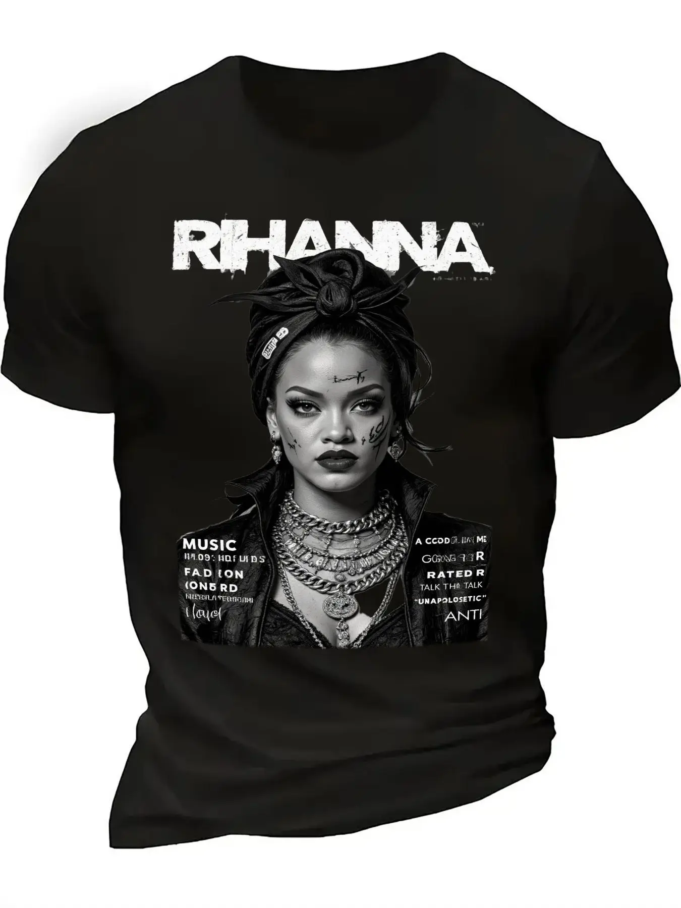 Rihannas „ANTI“-Albumcover-Print-T-Shirt, locker und lässig, geeignet für Paare, Frühling/Sommer, Streetstyle, Grafik-T-Shirts