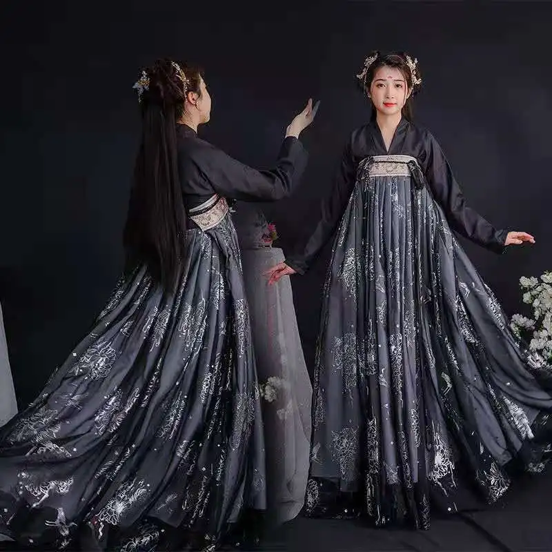 Drunk Beauty Chinese Hanfu Women Red Hanfu Dress Daily Student Black Modern Hanfu Chinese Skirt Summer Big Sleeve Costume Hanfu