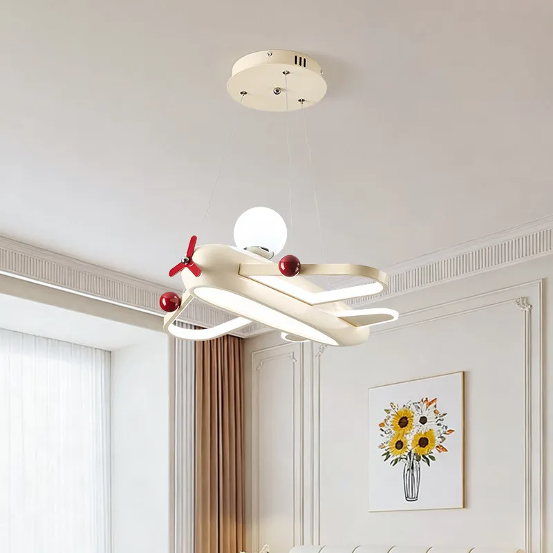 Creative Kids Room Ceiling Light, Fun Airplane Design, Eye Protection, for Boys and Girls Bedroom, Cream Style Nursery Lamp