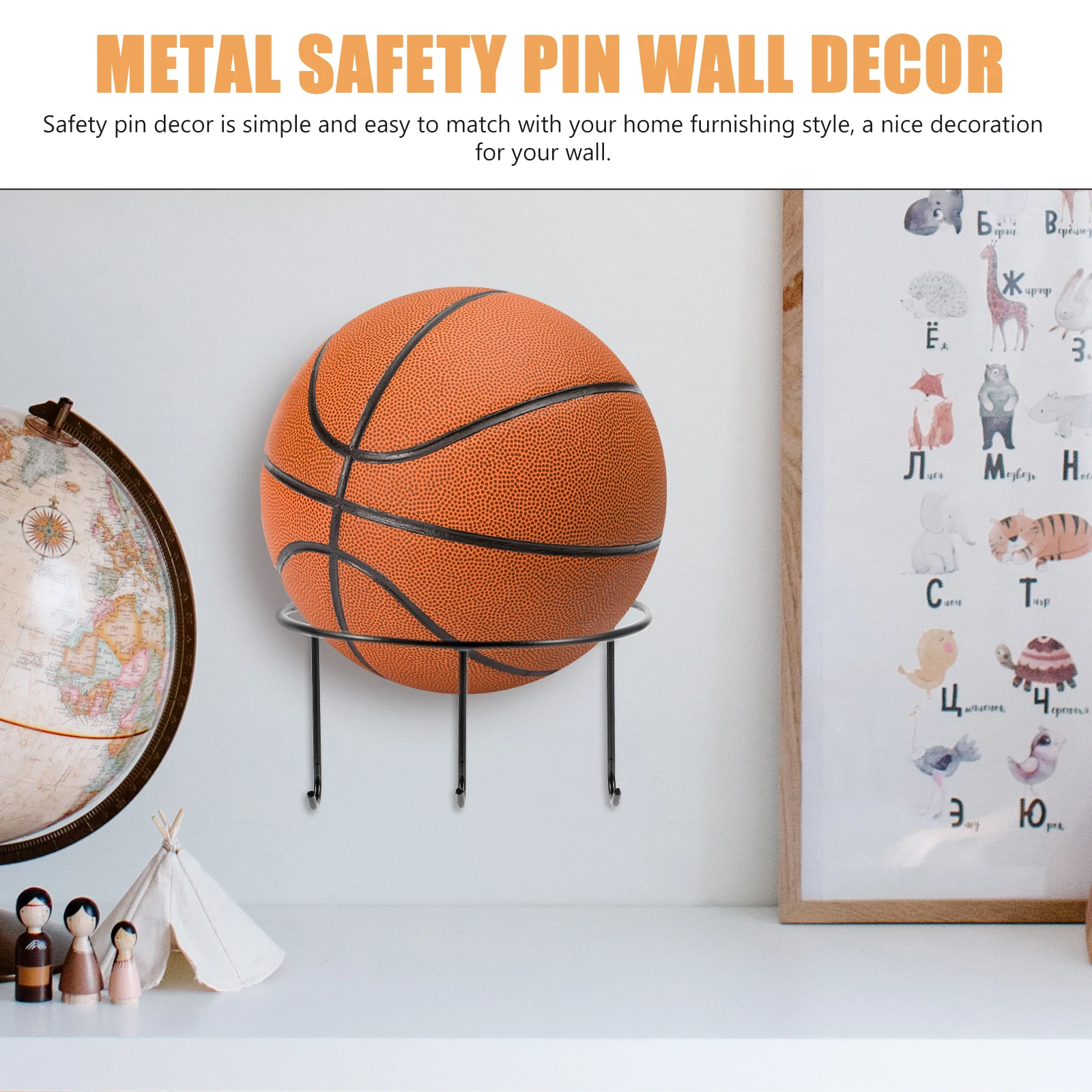 

Basketball Storage Rack Football Holder Stand Display Wall Mount Black Hand-shape Design Sports Fitness Equipment Home Decor