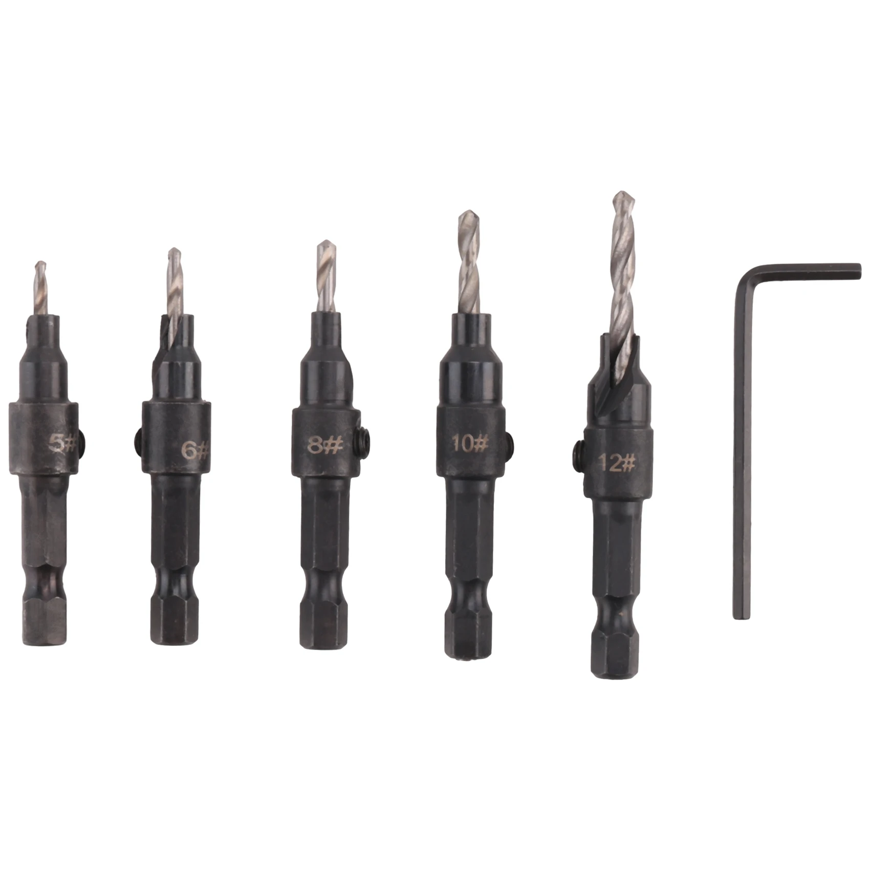 DT75BG 5Pcs Woodworking Hole Opener Set Hexagon Screw Hardware Tools Countersink Drill Countersink Drill Awl Drill Hole Reaming