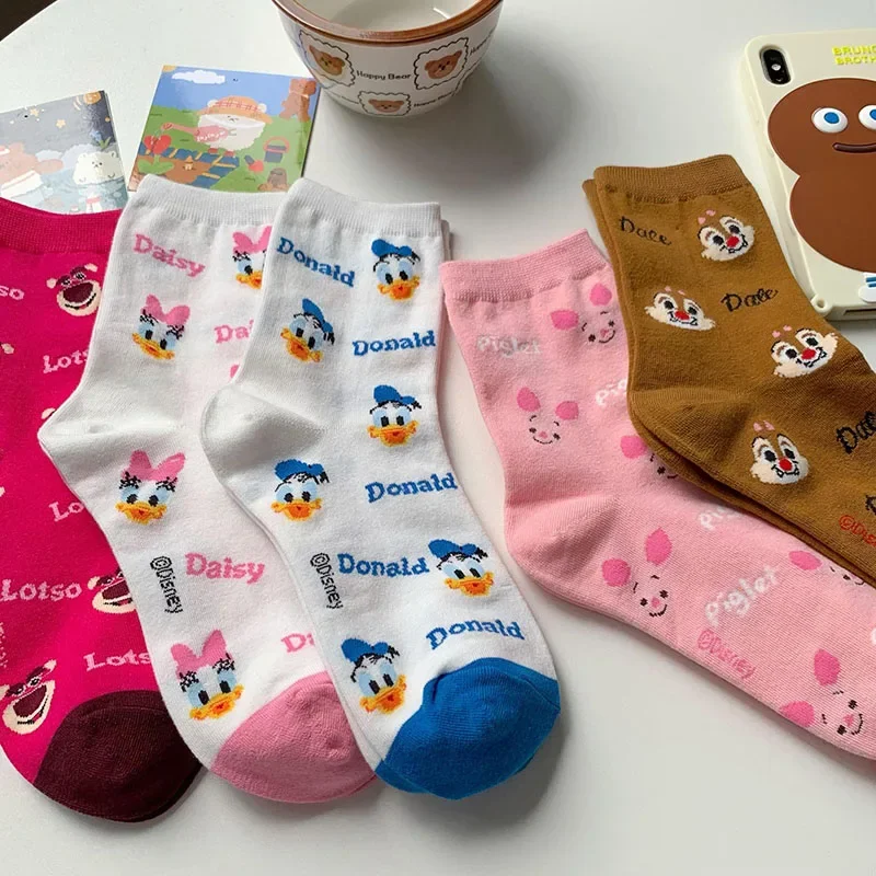 

Donald Duck Socks Daisy Girl Boy Cartoon Kawaii Figure Lotso Mid-calf Style Daily Life of Students Summer Comfort Cotton Socks