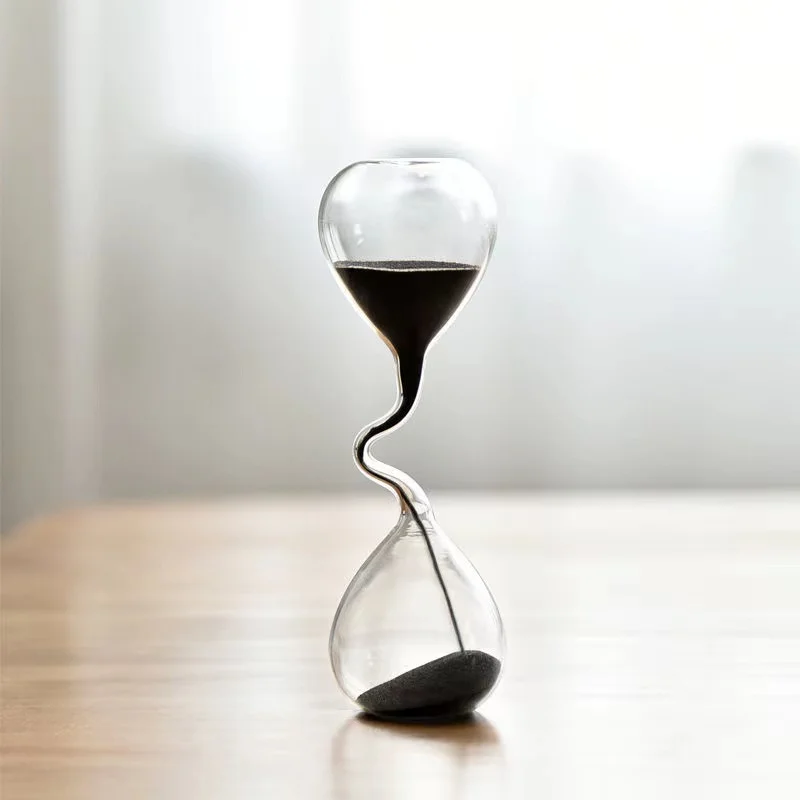 Creative Irregular Hourglass Timer Home Decoration Glass Hourglass Jewelry Home Supplies Sand Time Black Sand Timer Holiday Gift