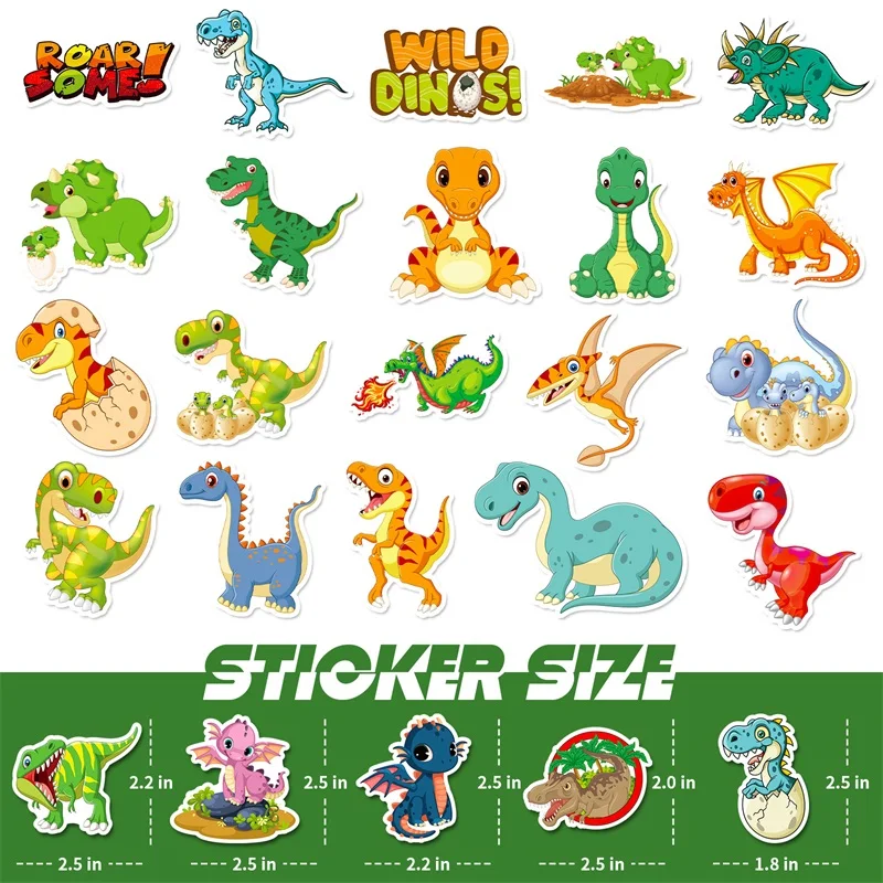 10/30/50PCS Cartoon Dinosaur PVC Sticker Aesthetic Decoration Scrapbooking Korean Stationery DIY Hand Accounting Tools Supplies