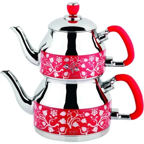 Özkent 333 Symbol Medium Embossed Teapot Red