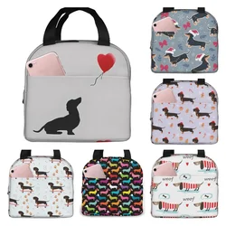 Xmas Cute Dachshund Dog Lover Animal Lunch Bag Small for Men Women Kids Outdoor Picnic Work School Lunch Box Bag Insulated Gift