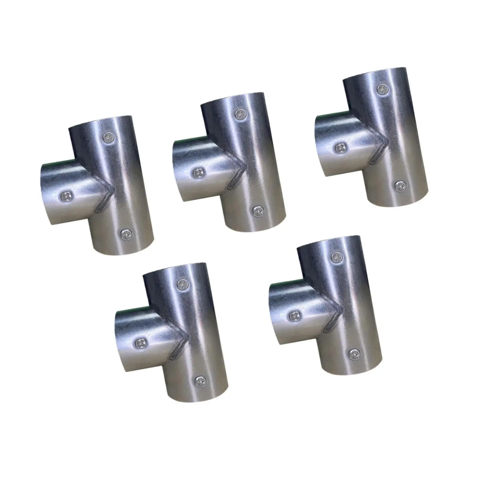 5 Pieces Pipe Connector End Rail Clamps Inner Dia 25mm Furniture Hardware 1 in Easy to Install Tee Structural Stainless Steel